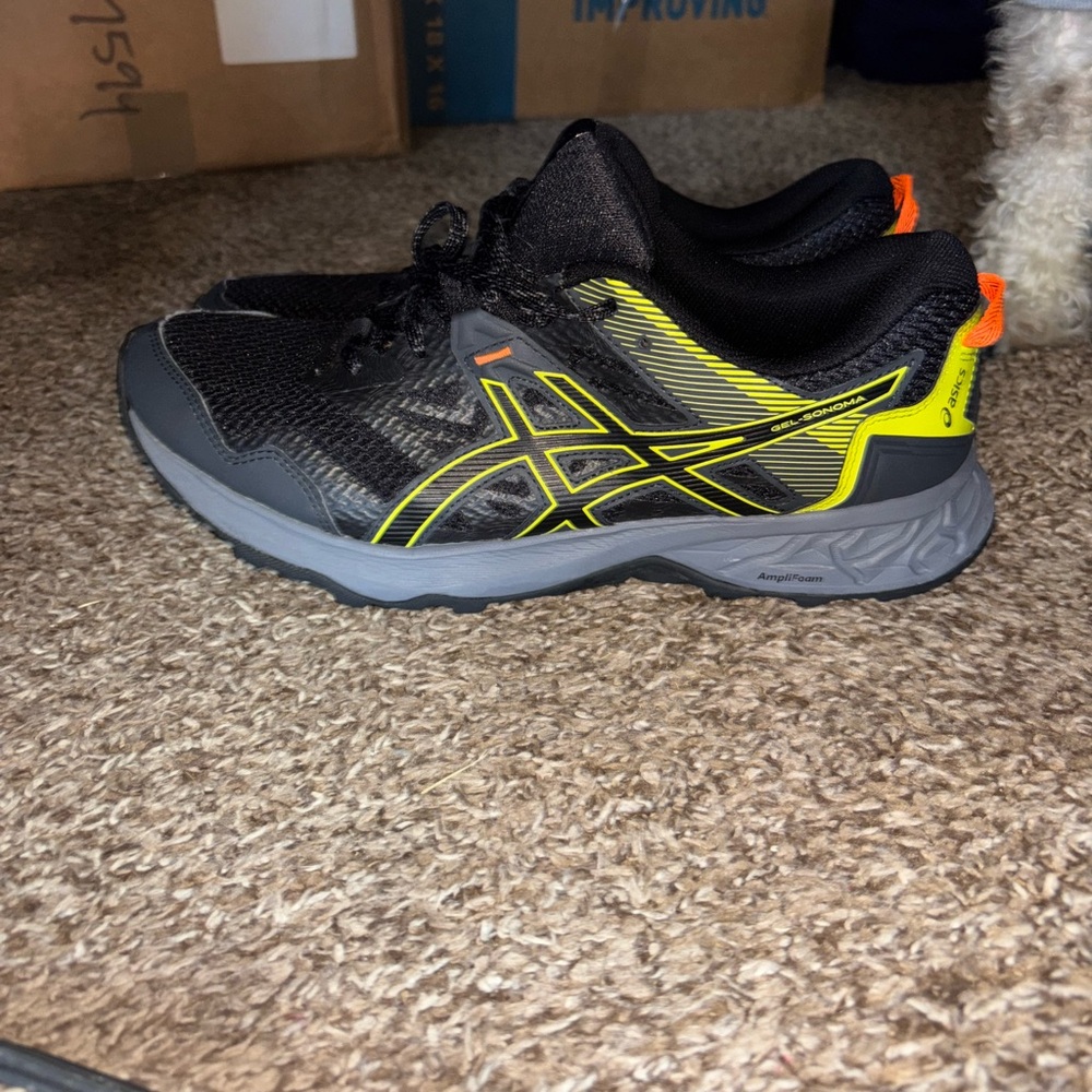 ASICS Black and Neon Yellow Sneakers